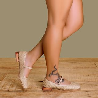 Scarpin   Bico Quadrado Salto de 2 cm em Couro Nude - Codigo - 9693