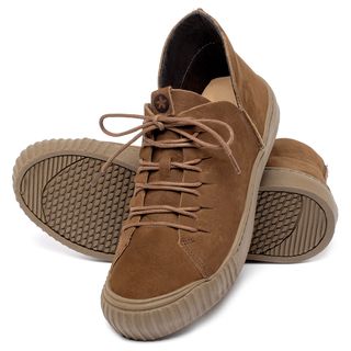 Tênis   Cano Alto em Couro Caramelo - Codigo - 153022