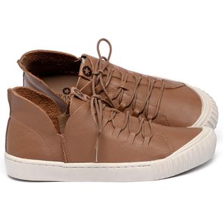 Tênis   Cano Alto em Couro Laranja - Codigo - 153022