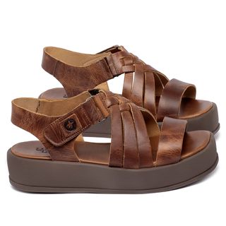 Sandália   Boho em Couro Marrom - Codigo - 153078