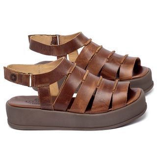 Sandália   Boho Salto de 4 cm em Couro Marrom - Codigo - 153086