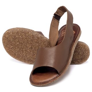 Sandália Rasteira   Flat em Couro Marrom - Codigo - 156029