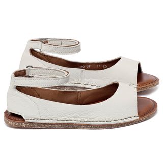 Sandália Rasteira   Flat em Couro Off-White - Codigo - 156030