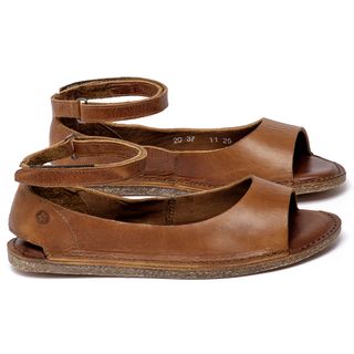 Sandália Rasteira   Flat em Couro Marrom - Codigo - 156030