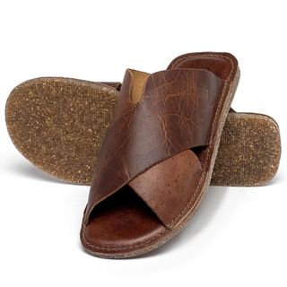 Sandália Rasteira   Flat em Couro Marrom - Codigo - 156064