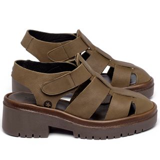 Sandália   Boho Salto de 5 cm em Couro Caramelo - Codigo - 153032