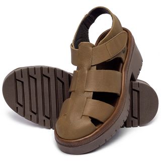 Sandália   Boho Salto de 5 cm em Couro Caramelo - Codigo - 153032