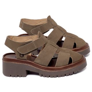 Sandália   Boho Salto de 5 cm em Couro Caramelo - Codigo - 153032