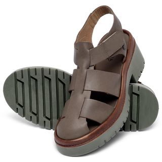 Sandália   Boho Salto de 5 cm em Couro Marrom - Codigo - 153032