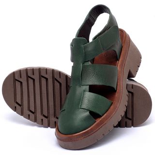 Sandália   Boho Salto de 5 cm em Couro Musgo - Codigo - 153032
