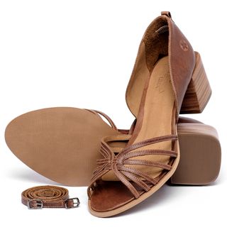 Sandália   Laranja Lima Shoes Classic Salto de 5 cm em Couro Marrom - Codigo - 157090