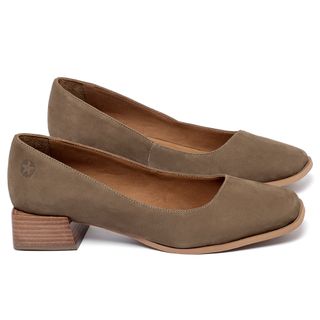 Scarpin   Bico Quadrado Salto de 3 cm em Couro Caramelo - Codigo - 157060