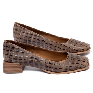 Scarpin   Bico Quadrado Salto de 3 cm em Couro Animal Print - Codigo - 157060