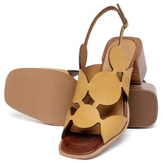 Sandália   Laranja Lima Shoes Classic Salto de 5 cm em Couro Amarelo - Codigo - 157067