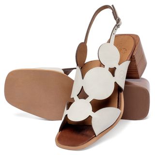 Sandália   Laranja Lima Shoes Classic Salto de 5 cm em Couro Off-White - Codigo - 157067