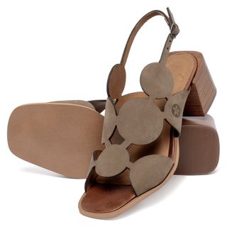 Sandália   Laranja Lima Shoes Classic Salto de 5 cm em Couro Cinza - Codigo - 157067