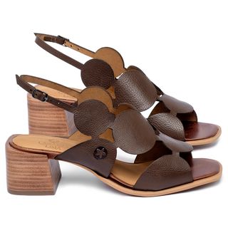 Sandália   Laranja Lima Shoes Classic Salto de 5 cm em Couro Café - Codigo - 157067