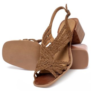 Sandália   Laranja Lima Shoes Classic Salto de 5 cm em Couro Caramelo - Codigo - 157016