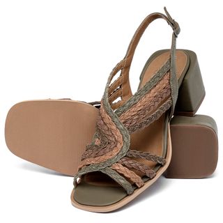 Sandália   Laranja Lima Shoes Classic Salto de 5 cm em Couro Musgo - Codigo - 157016