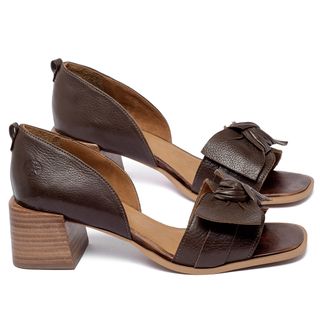 Sandália   Laranja Lima Shoes Classic Salto de 5 cm em Couro Café - Codigo - 157074