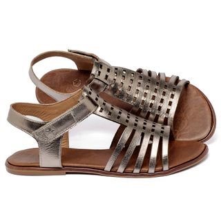 Sandália Rasteira   Flat em Couro Metalizado - Codigo - 157116