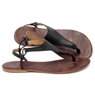 Sandália Rasteira   Flat em Couro Preto - Codigo - 157111