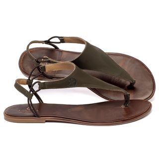 Sandália Rasteira   Flat em Couro Musgo - Codigo - 157111