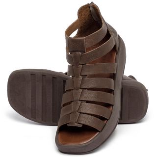 Sandália   Boho Salto de 4 cm em Couro Café - Codigo - 3911