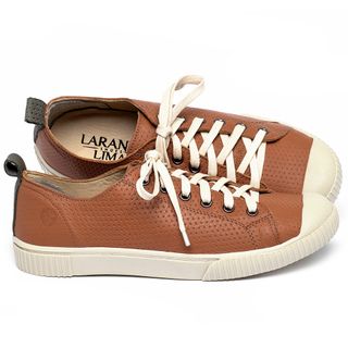 Tênis   Cano Baixo em Couro Laranja - Codigo - 148071