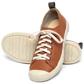 Tênis   Cano Baixo em Couro Laranja - Codigo - 148071