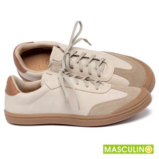 Tênis Masculino   Cano Baixo em Couro Nude - Codigo - 158031