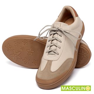 Tênis Masculino   Cano Baixo em Couro Nude - Codigo - 158031