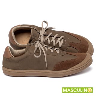 Tênis Masculino   Cano Baixo em Couro Caramelo - Codigo - 158031