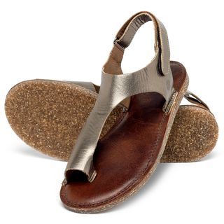 Sandália Rasteira   Flat em Couro Metalizado - Codigo - 156061