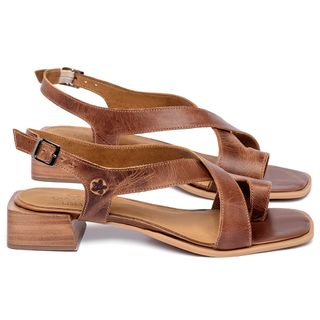 Sandália   Laranja Lima Shoes Classic Salto de 3 cm em Couro Marrom - Codigo - 157065