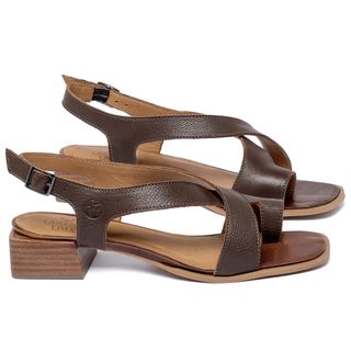 Sandália   Laranja Lima Shoes Classic Salto de 3 cm em Couro Café - Codigo - 157065