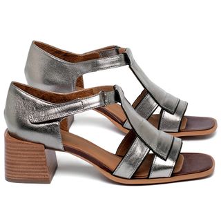 Sandália   Laranja Lima Shoes Classic Salto de 5 cm em Couro Metalizado - Codigo - 3897