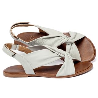 Sandália Rasteira   Flat em Couro Off-White - Codigo - 157110