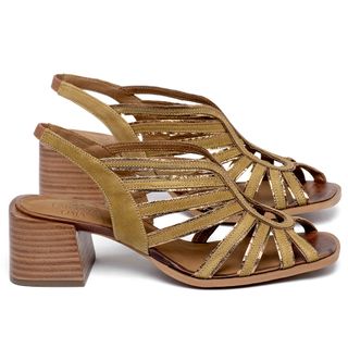 Sandália   Laranja Lima Shoes Classic Salto de 5 cm em Couro Caramelo - Codigo - 3836