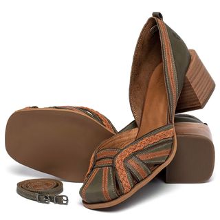 Scarpin   Bico Quadrado Salto de 5 cm em Couro Colorido - Codigo - 3909