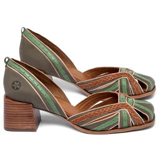 Scarpin   Bico Quadrado Salto de 5 cm em Couro Colorido - Codigo - 3909