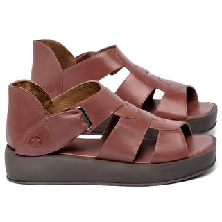 Sandália   Boho Salto de 4 cm em Couro Terracota - Codigo - 3915