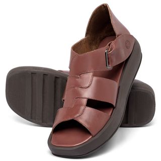 Sandália   Boho Salto de 4 cm em Couro Terracota - Codigo - 3915