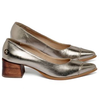 Scarpin   Bico Fino Salto de 4 cm em Couro Metalizado - Codigo - 9606