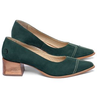 Scarpin   Bico Fino Salto de 4 cm em Couro Verde - Codigo - 9606