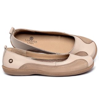 Sapatilha   Bico Quadrado em Couro Nude - Codigo - 9668