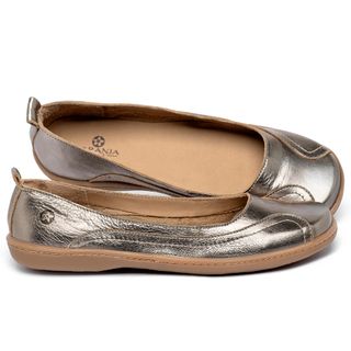 Sapatilha   Bico Quadrado em Couro Metalizado - Codigo - 9668