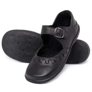 Sapatilha   Bico Quadrado em Couro Preto - Codigo - 9676