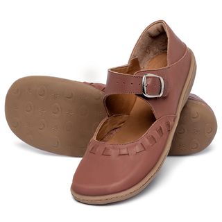 Sapatilha   Bico Quadrado em Couro Terracota - Codigo - 9676