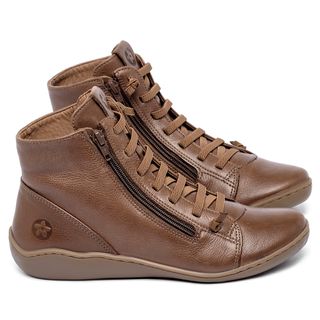 Tênis   Cano Alto em Couro Caramelo - Codigo - 139082